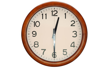 Classic Circle clock on white background 