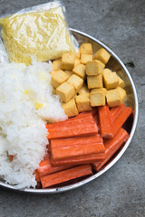 Hot Pot Ingredients tremella, fish tofu and crab sticks for Suki
