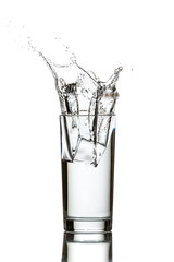 Glass of water with ice cubes