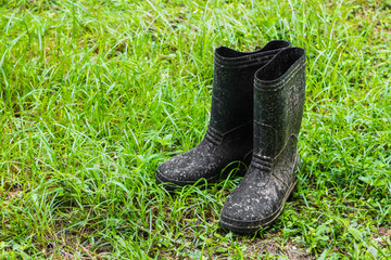 Boots on grass