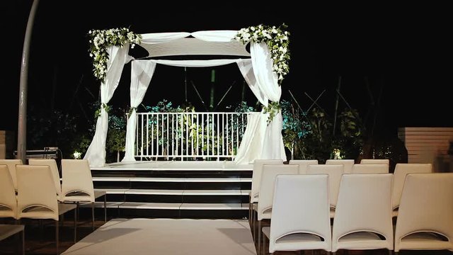 Jewish traditions wedding ceremony. Wedding canopy (chuppah or huppah)..A Jewish wedding takes place under a huppah, which symbolizes the new Jewish home being created by the marriage.