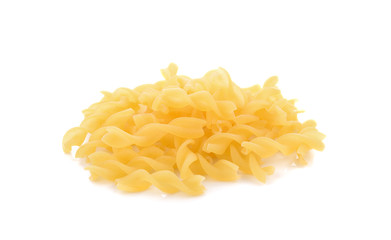 spiral pasta on white background