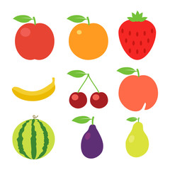 Fruits icons set. Vector
