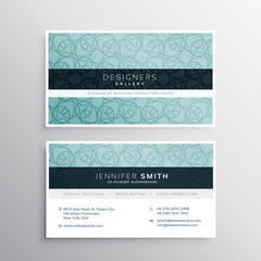 company business card with blue pattern shapes