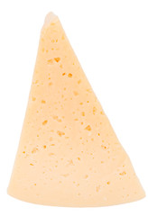 yellow solid cheese pieces on the white background