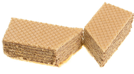 Chocolate wafers on a white background