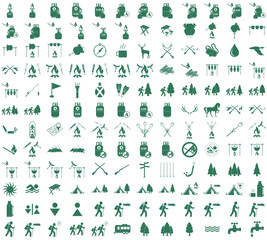 Set of camping equipment icons. Vector illustration