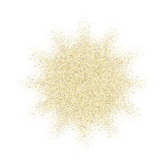 Golden glitter texture splash on white background