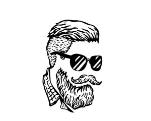 Vintage Black And White Hair Pomade Barber Shop Character - Casual Retro Cool Guy