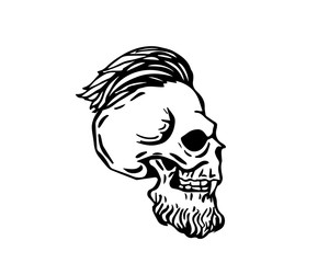 Vintage Black And White Hair Pomade Barber Shop Character - Fierce Skeleton Hair Stylist