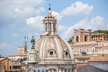 Obraz premium Trajan Column and The Church at Trajan Forum, Rome, Italy
