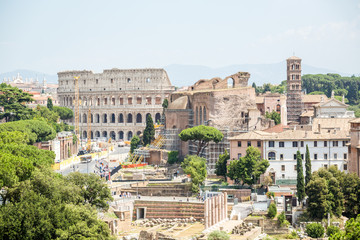 Fototapeta na wymiar Colosseum and Roman Forum, Rome, Italy