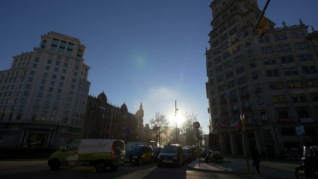 - Barcelona traffic street.