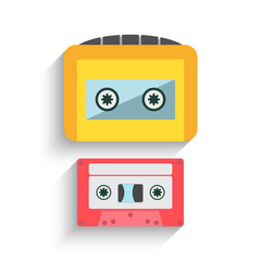 Vector Illustration Colorful Cassette Tape Collection isolated on a white background. Vector