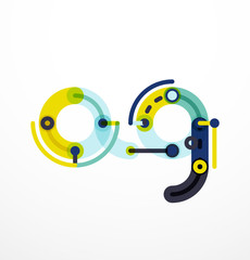 Cartoon linear letters icons