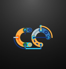 Fototapeta premium Cartoon linear letters icons