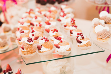 Buffet with a variety of delicious sweets, food ideas, celebration