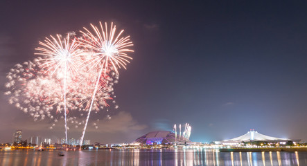 fireworks by water in Singapore city