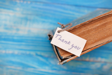 Thank you sign on old book - vintage style