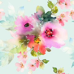 Plakaty  Wzór z akwarelą kwiatów