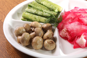 pickles and mushrooms
