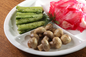 pickles and mushrooms