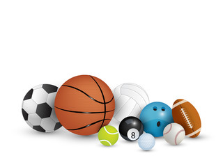 Collection of balls isolated on white background