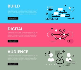 Build Digital Audience. Web banners vector set