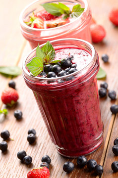 Blueberry and strawberry healthy smoothie