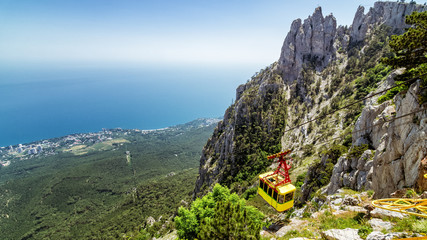 панорама с горы Ай-Петри на города Ялта и Гаспра, Крым, Черноморское побережье