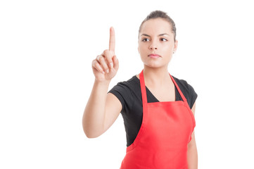 Successful employee pointing at something on screen