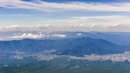 Mount fuji, japan climbing from yoshida trail.