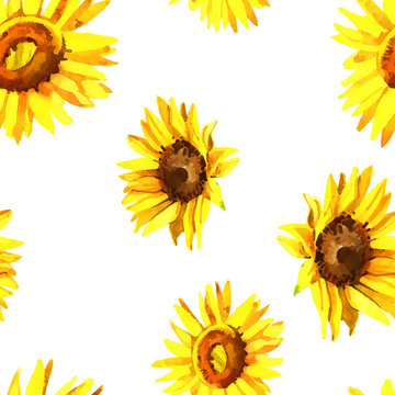 Watercolor sunflower pattern