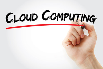 Hand writing Cloud Computing with marker, concept background