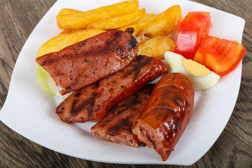 Grilled sausages