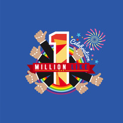 One Million Likes Celebration Vector Illustration.