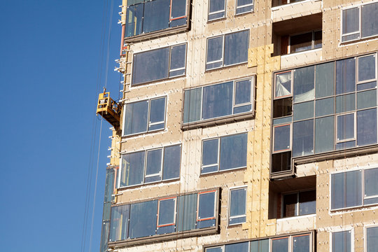 Facade with windows of commercial building