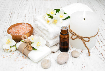 Spa concept with jasmine flowers