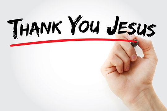 Hand writing Thank You Jesus with marker, concept background