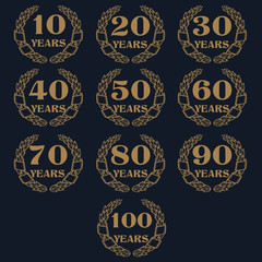 10-100 anniversary laurel wreath icon.