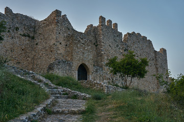 Fototapeta na wymiar The ruins of the medieval castle of the crusaders in Platamonas in Greece.