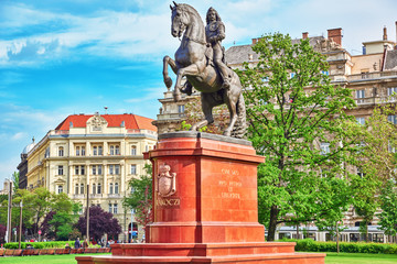 BUDAPEST, HUNGARY-MAY 02, 2016: Monument for Francis II Rakoczi