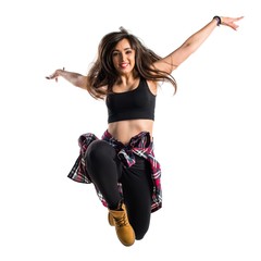 Young urban woman dancing