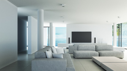 Beach living on Sea view / 3d rendering