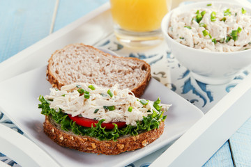 chicken salad sandwich tomato salad