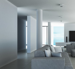 Beach living on Sea view / 3d rendering