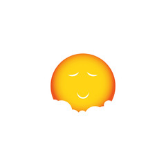 Orange sun in clouds. Sleeping orange sun. Cute picture of sun. Vector sun head. Gingerbread Man. Smiling sun. Logo of the sun. Yellow sun. Laughing sun. Sun goes to sleep. Vector sun. Sunny sun icon.