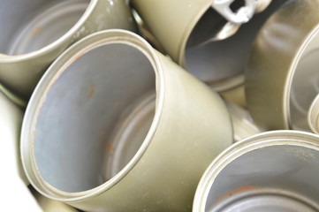 empty tin can food in sack bag