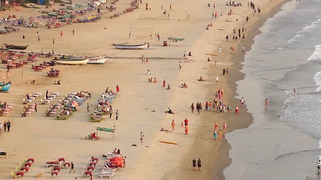 Aerial view of Arambol beach in Goa state, India