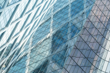 Fototapeta na wymiar Skyscrapers with glass facade. Modern buildings in Paris busines